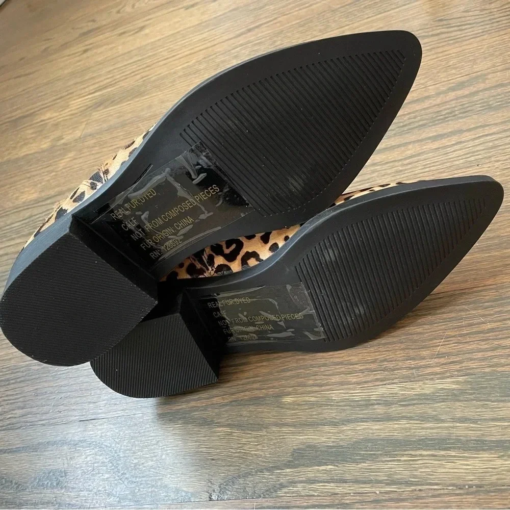 NEW Steve Madden Jerry Leopard Calf Hair Pointed Toe Ankle Booties 6 M